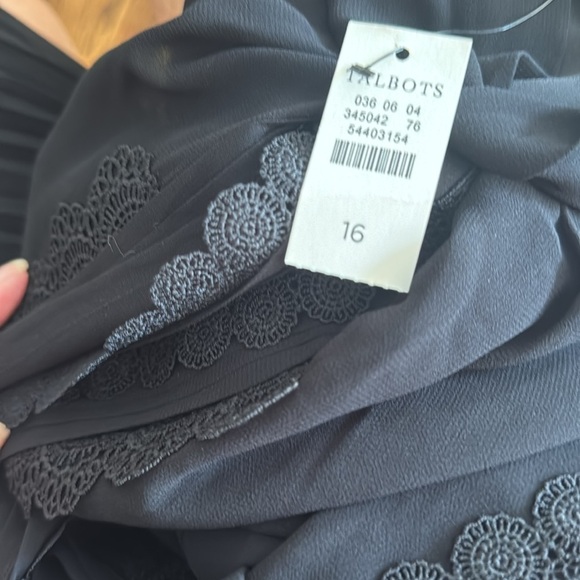 Talbots sheer black crepe lined pleated skirt lace & pintuck bodice midi. NWT. - Picture 9 of 9